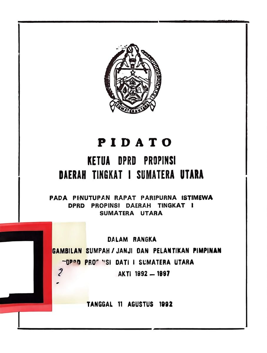Pidato Ketua DPRD Provinsi Daerah Tingkat 1 Sumatera Utara