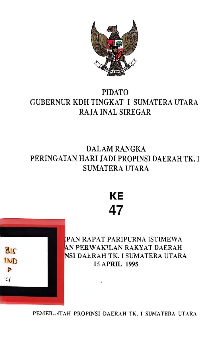Pidato Gubernur KDH Tingkat 1 Sumatera Utara
