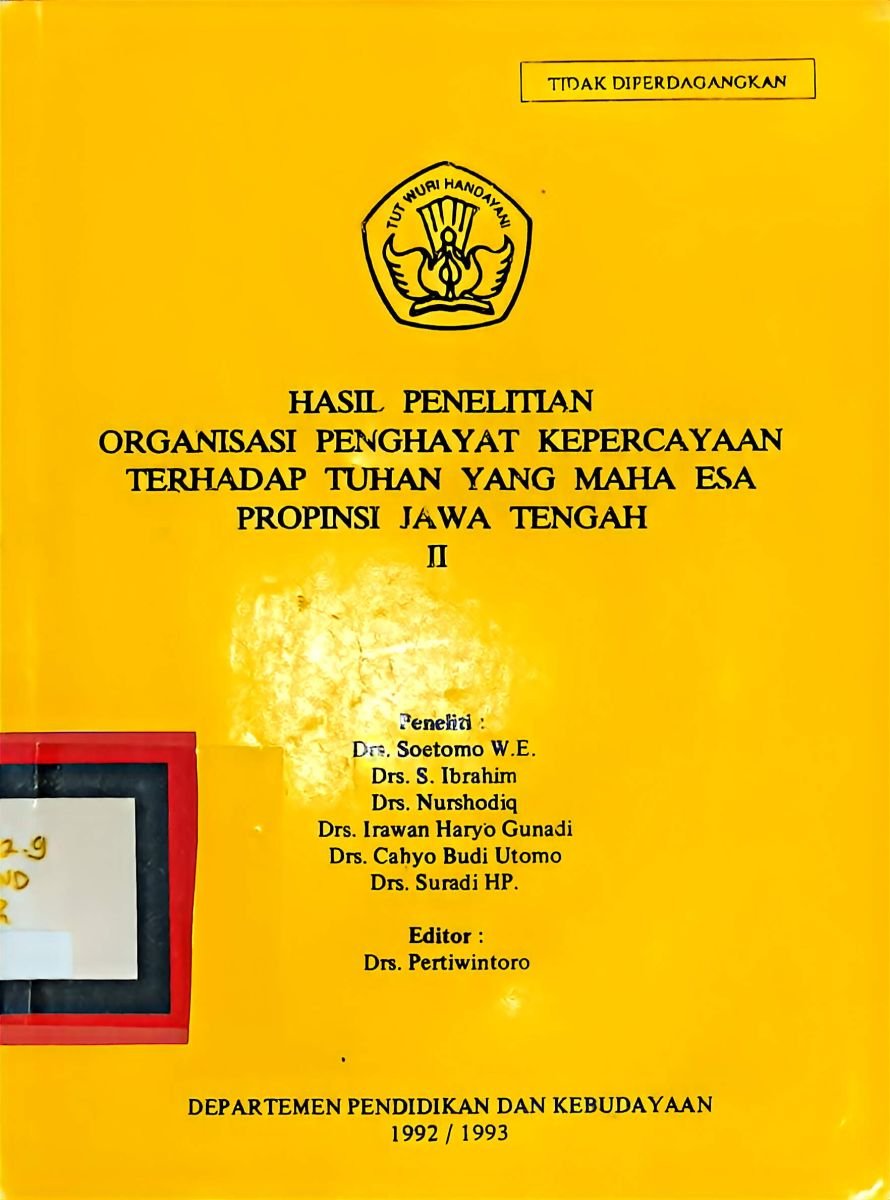 hasil penelitian organisasi penghayat kepercayaan terhadap tuhan yang maha esa propinsi jawa tengah