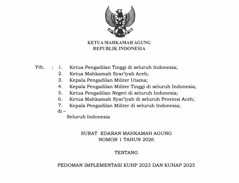 PEDOMAN IMPLEMENTASI KUHP 2023 DAN KUHAP 2025