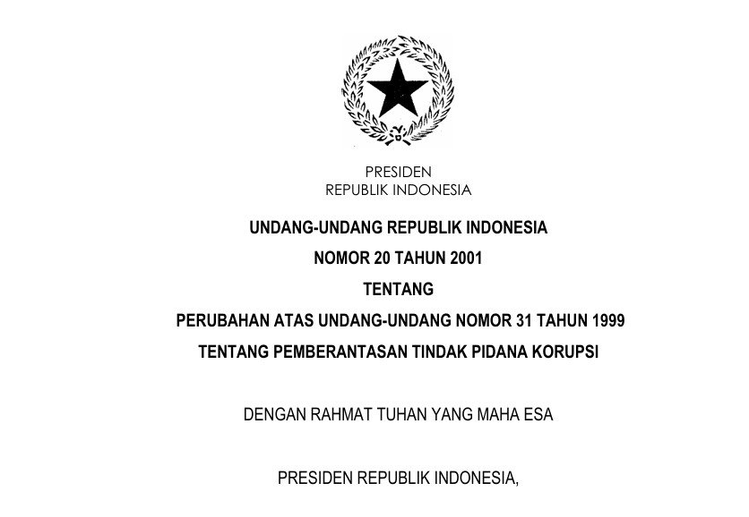 PEMBERANTASAN TINDAK PIDANA KORUPSI